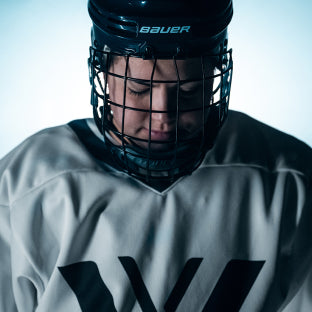 Abby Roque portrait in hockey gear